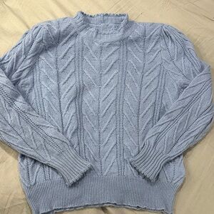 Joie Sky Blue Cable Knit Turtleneck Sweater